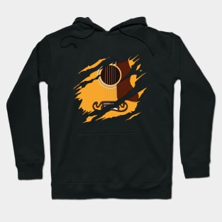 Ripped Acoustic Guitar Natural Color Hoodie